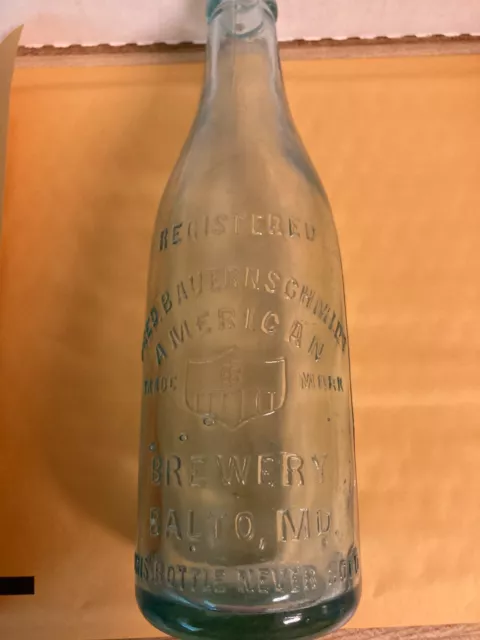 Fred Bauernschmidt Glass Brewery Bottle-Never Sold