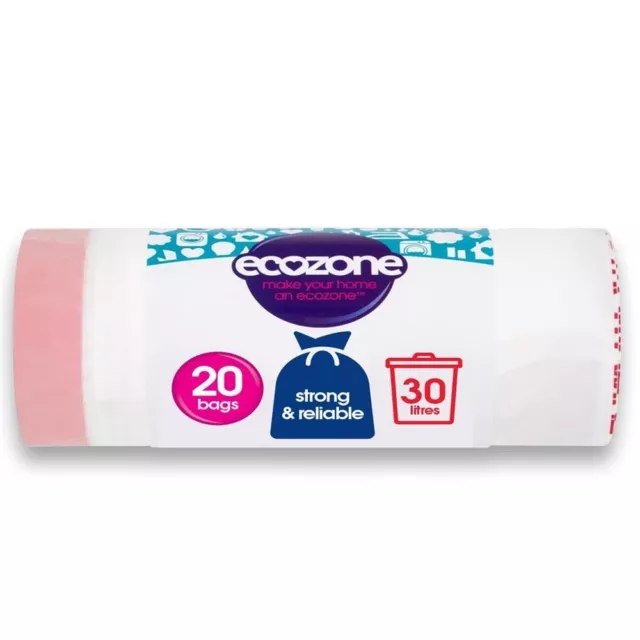 ECOZONE Fodere Cestino 30 Litri - 20 Sacchetti per Rotolo - 100% Biodegradabili