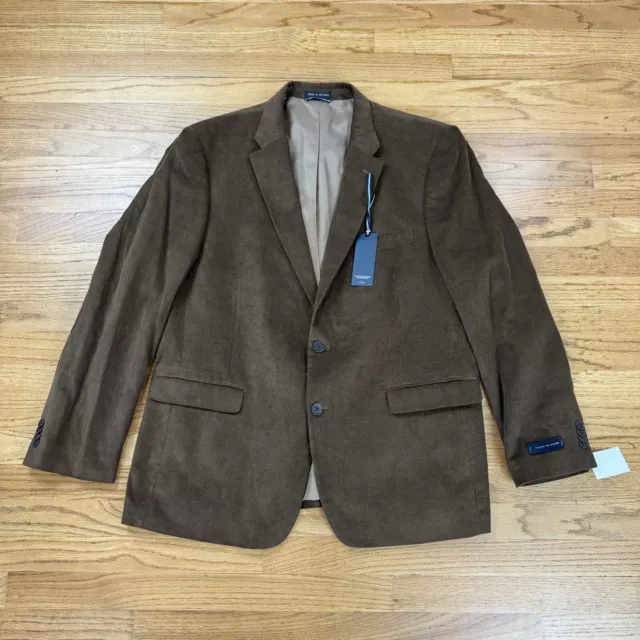 NWT Tommy Hilfiger Mens 46R Brown Cotton Corduroy Blazer Sport Coat Suit Jacket