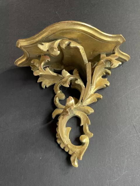 Vintage Italian *LARGE WOOD Gold Florentine ITALY SHELF Sconce Antique Carved