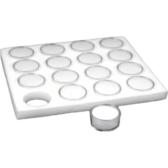 16 Gem Jars Gemstone Tray Showcase Travel Display White
