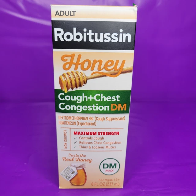ROBITUSSIN HONEY ADULT Cough Syrup Chest Congestion DM Max Exp 12/24