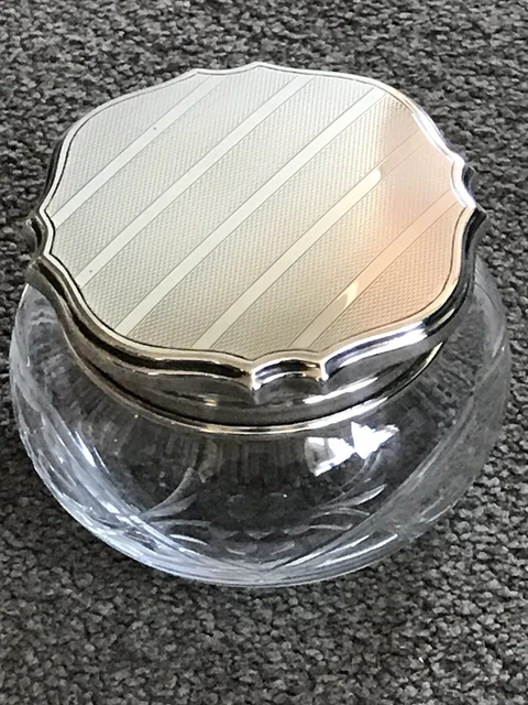 Superb rare shaped Art Deco sterling Silver lidded glass jar Adie Brothers 1933 Superb rare shaped Art Deco sterling Silver lidded glass jar Adie Brothers 1933