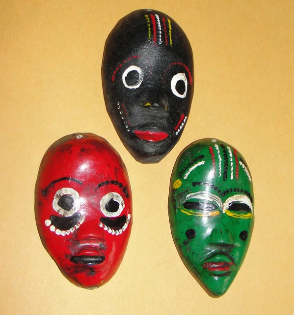 African Dan Lega Tribe 3 Passport Masks Pendants Liberia Collector Ivory Coast 2