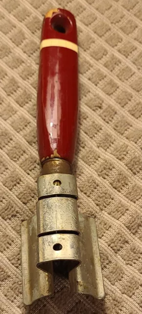 Vintage Ecko Knife Sharpener Honing Tool Pull Through Red Wooden Handle USA Made