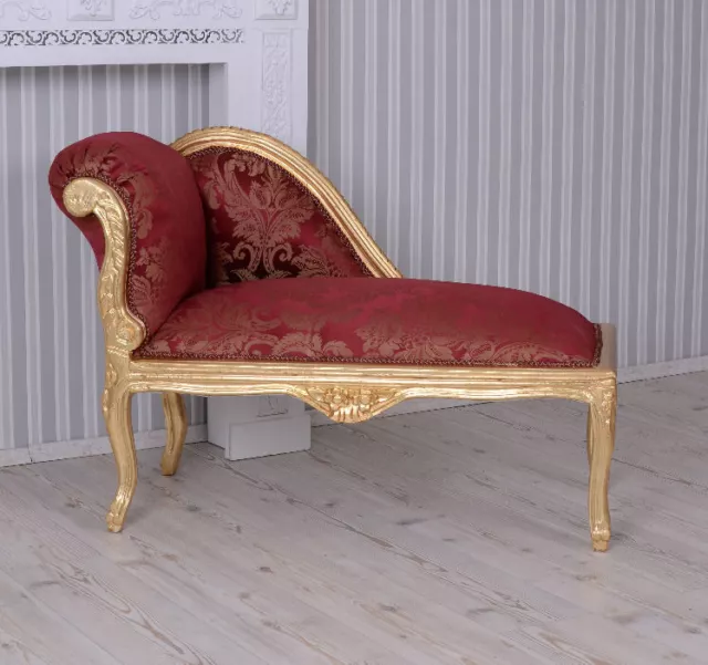 Barock Sofa Marie Antoinette Chaiselongue Rot Sitzbank Liege Polsterhocker Antik