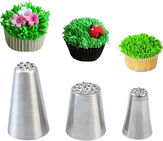 GRASS PIPING NOZZLES, 3-Pack Grass Icing Nozzles Set #233#234#234M £6. ...