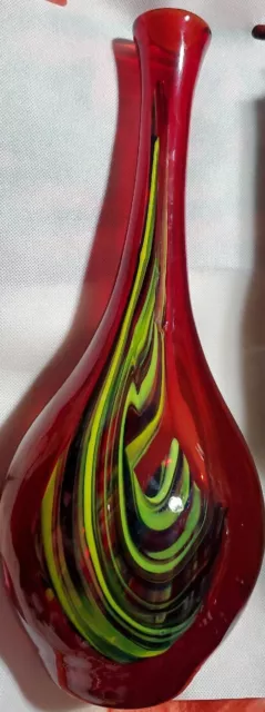 Large Murano Venetian Art  Glass Vase / Bottle 15 1/1”Multi-Colored.