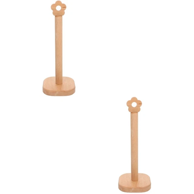 2 piezas Organizador de roscos de soporte de rollo de tela de madera estante de rosca de escritorio