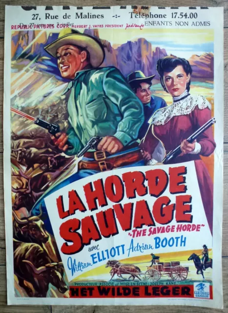 belgian poster THE SAVAGE HORDE, western WILLIAM ELLIOTT, ADRIAN BOOTH