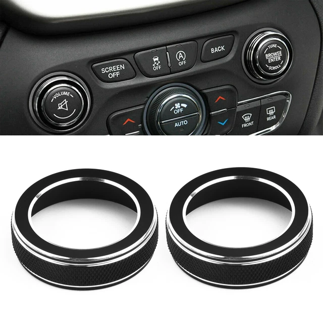 VOLUME RADIO SWITCH Knob Covers For JeepGrand Cherokee 2 Pcs Black