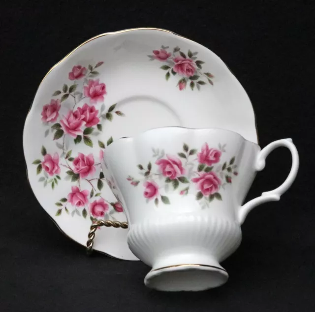 Royal Albert "Pink Rose Spray" Tea Cup & Saucer Bone China England  Gold Trim