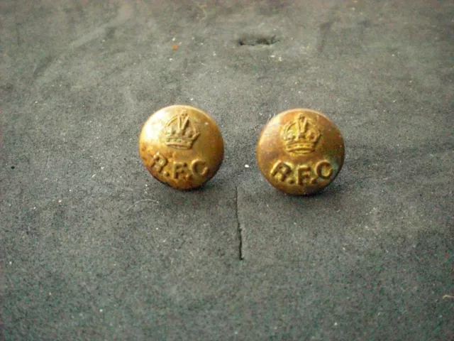 2 X Ww1 Royal Flying Corps Cap Buttons K/C. Brass, 13Mm, Mkrs Firmin Genuine.