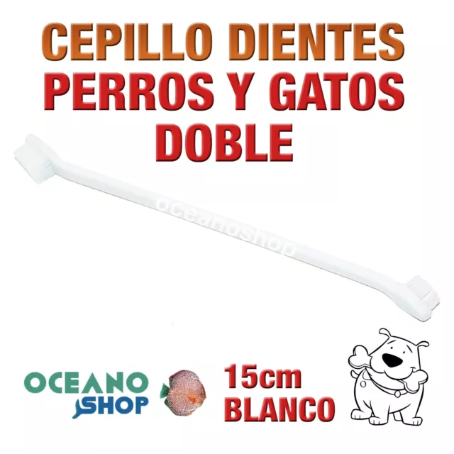 CEPILLO DIENTES DOBLE PERRO Y GATO COLOR BLANCO 15cm LONGITUD D52 2499