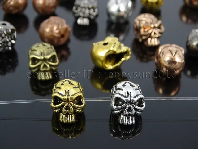 Solid Metal Ghost Head Skull Bracelet Connector Charm Beads Silver Gold Rose