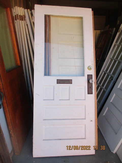 Exterior Wood Door Large  Pane Wavy Glass 2 Panels  & 3 Squares 32 X 80  We Ship