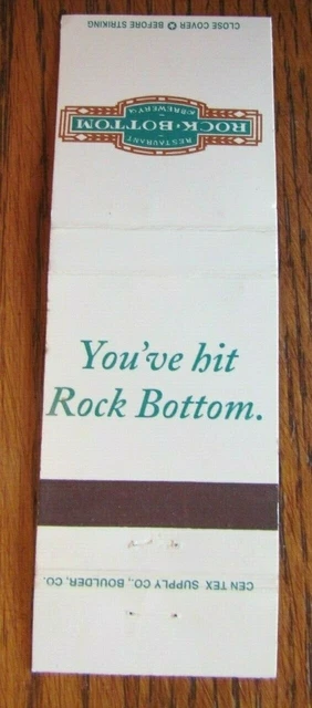 Rock Bottom Brewery Brew Pubs Chain Matchbook Matchcover -E1 2