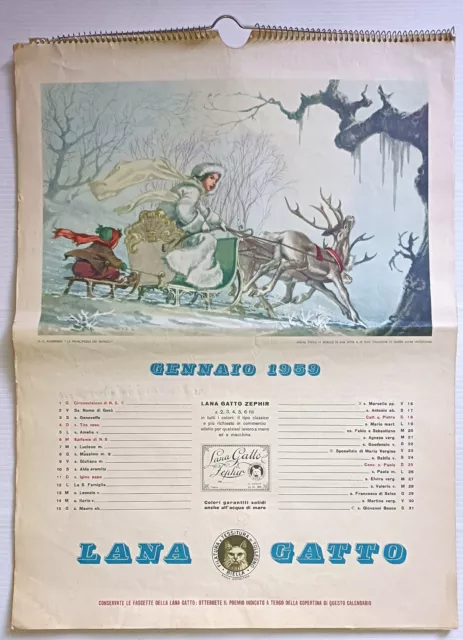 Calendario Pubblicitario Lana Gatto Zephir 1969 Con Favole Per Bambini