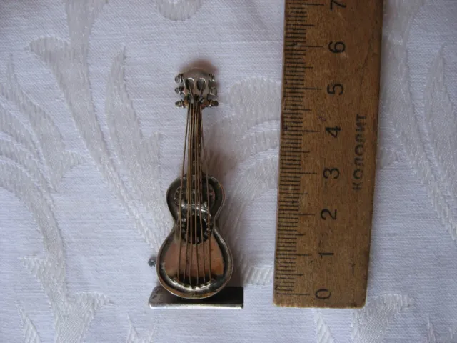 Vintage er table souvenir Silver Violin Shaped small Decoration .Miniature