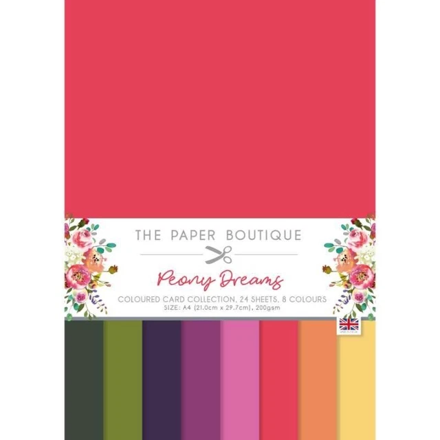 Paper Boutique Peony Dreams A4 Coloured Card Pack 24 Sheets Birthday Card Making