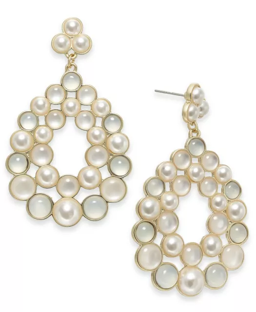 INC International Concepts Gold-Tone Pearl Cluster Drop Women's Earrings