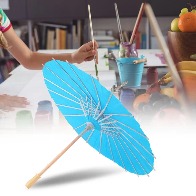 Blue Children DIY Blank Paper Umbrella Craft Umbrella For Kids Painting MX