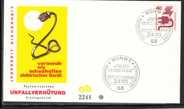 Deutschland Bund Freimarken Unfallverhütung FDC Mi 699A, Bonn 20.06.72