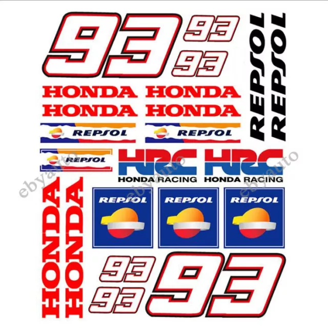 Motorcycle Reflective Emblem Decals for Honda HRC 93 Racing Bike Badge Stickers