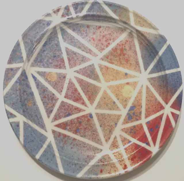 PRINTRUN Co. Urban Outfitters Tie Dye Cosmic Ceramic Triangles Salad Plate 8.5"