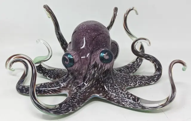 Michael Hopko Signed Hand Blown Art Glass Purple Octopus Sculpture Figurine CU23