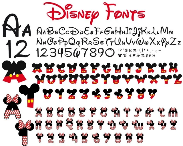 +100 DISNEY FONTS SVG Bundle, Mickey font SVG for Cricut, Minnie font