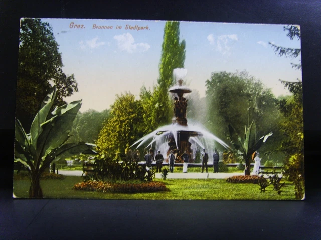 Steiermark Original  Ansichtskarte Graz Brunnen im Stadtpark     um 1928