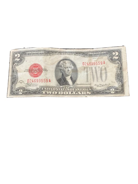 1928 red seal 2 dollar bill Washington D.C  D Series D 24699559 A