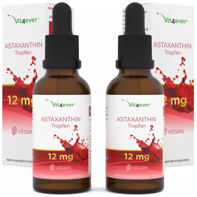 Astaxanthin Tropfen 12 mg / Anwendung - 60ml / 2000 Tropfen (vegan) MHD 05/24