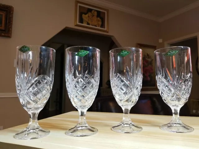 Four Beautiful Crystal Wine Glasses 7 3/4” Tall Approx. Shannon Crystal