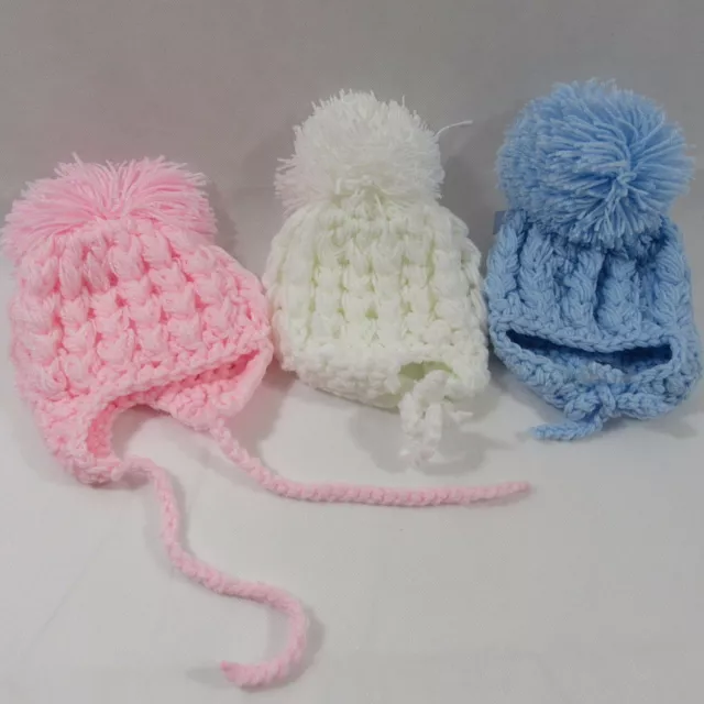 Cappello invernale per bambini fatto a mano Bobble Aran lavorato a maglia Nuovo con scatola bambine ragazzi