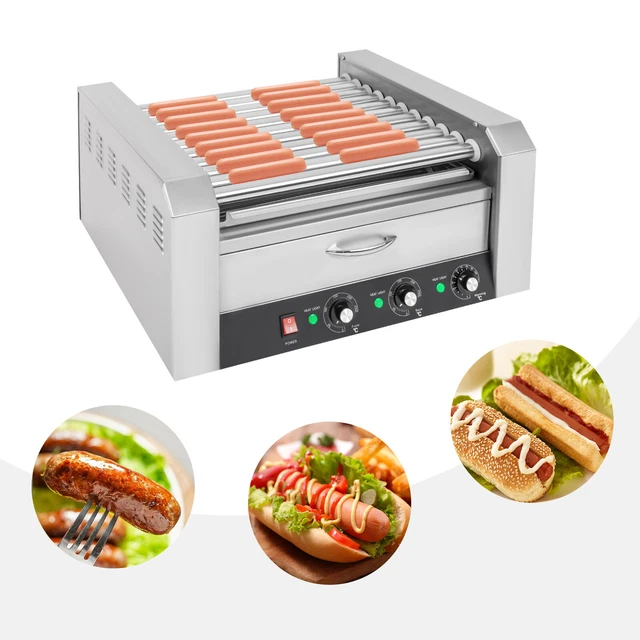 COMMERCIAL HOT DOG Grill Machine 30 Hotdog Maker Grill Cooker w/Bun