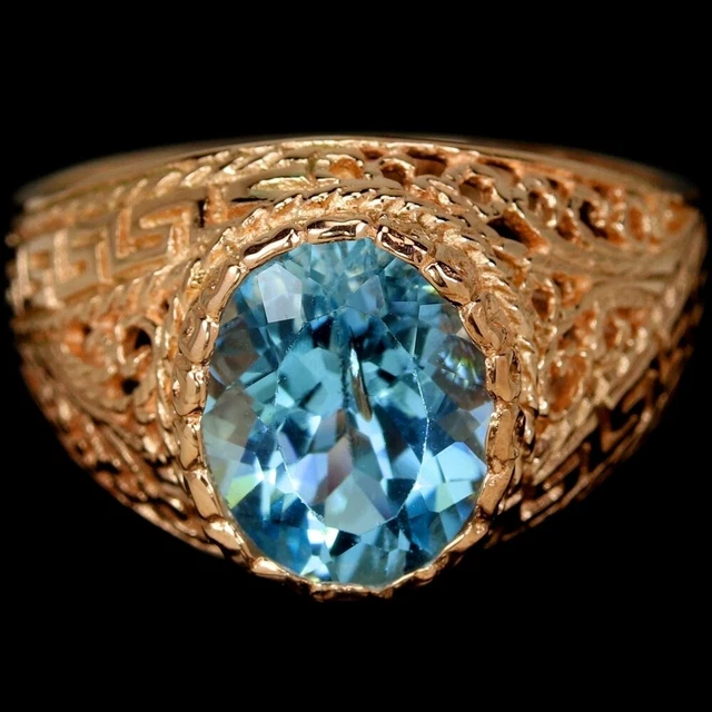 GENUINE AAA SKY Blue Topaz Oval Sterling 925 Silver Solitaire Ring Size ...