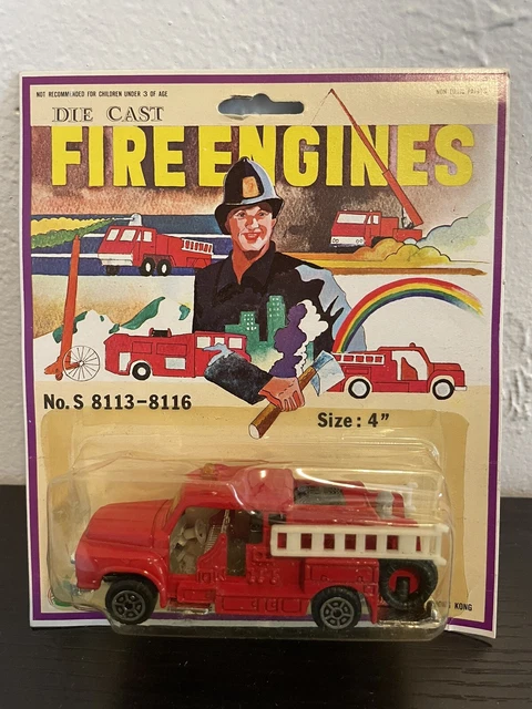 Die Cast Fire Truck Engine S 8113-8116 4” Hong Kong Sealed New In Box Hot Wheels