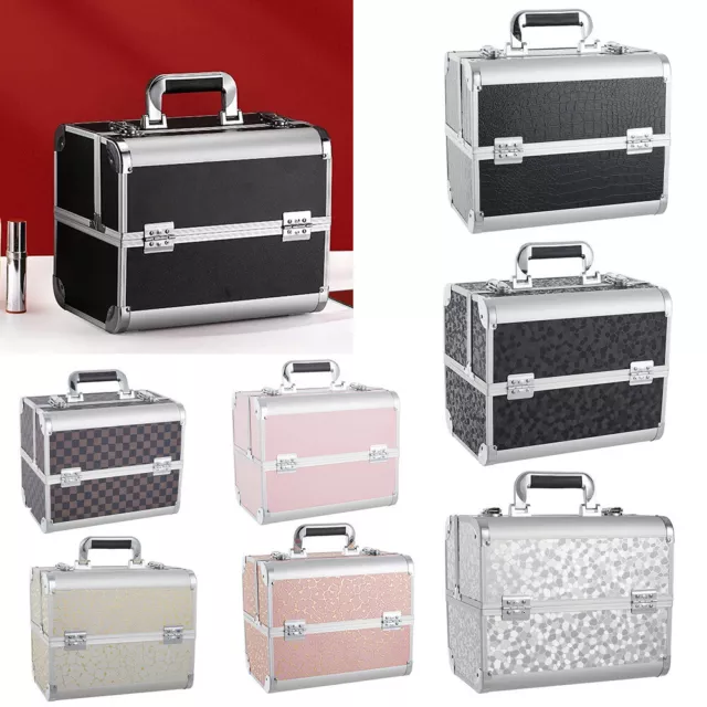 Extra Large Vanity Case Beauty Box Make up Cosmetic Nail Storage Lockable Travel