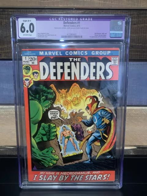 Defenders #1 CGC 6.0 *Restored (Marvel 8/72) 1st Appearance Necrodamus