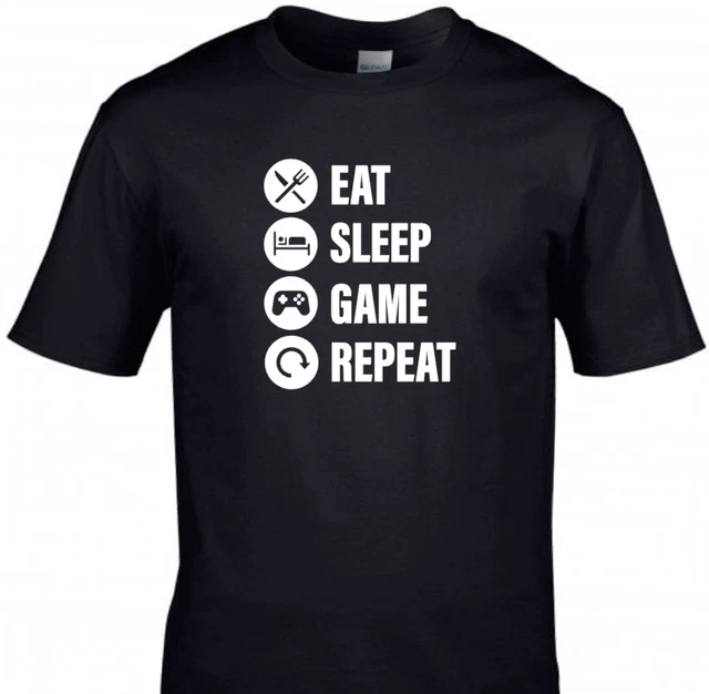 Eat Sleep Game Repeat  Adults T-Shirt Funny Gaming Tee Top Gamer