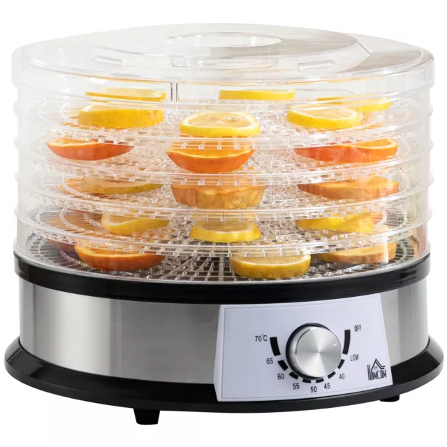 HOMCOM 5 Tier Food Dehydrator, 250W for Fruit, Meat, Vegetable, LCD Display