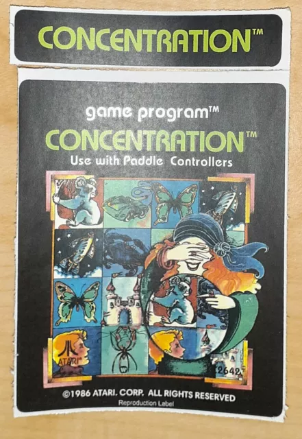 Replacement Atari 2600 Concentration Label - Machine cut just peel and stick