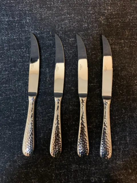Towle Hammersmith Dinner Steak Knives Hammered Stainless Steel Set of 4
