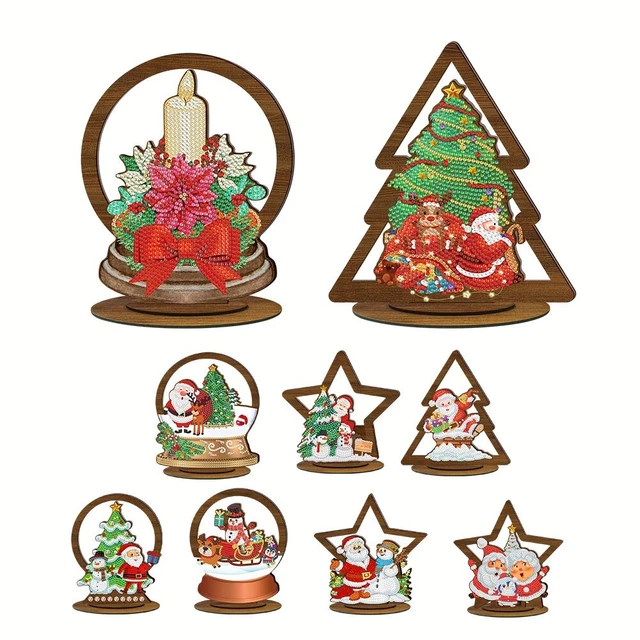 Diamant Zeichnung DIY Weihnachten Holz Dekor Desktop Geschenk Handwerk Anhänger
