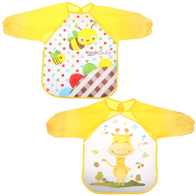 Bavaglini neonato bambini arte smock bavaglini a maniche lavabili bambini grembiule fai da te artigianato
