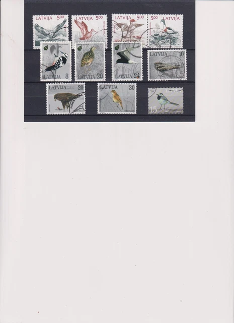 A Selection Of  Used Bird Stamps From Latvia