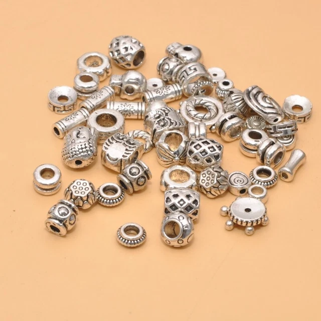 50 g (30-40 piezas) plata tibetana espaciador cuentas collar pulsera cuentas