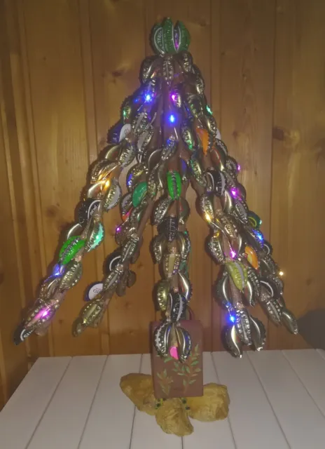 Deko Weihnachtsbaum Bierdeckelbaum mit LED + Timer Handarbeit Portugal 🇵🇹 Neu 3